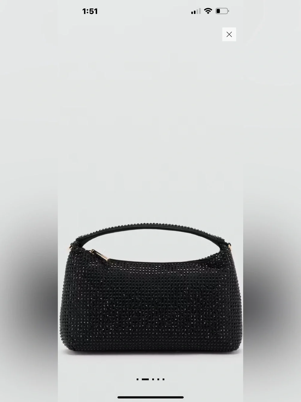 Black Crystal-Embellished Shoulder Bag with Gold Chain